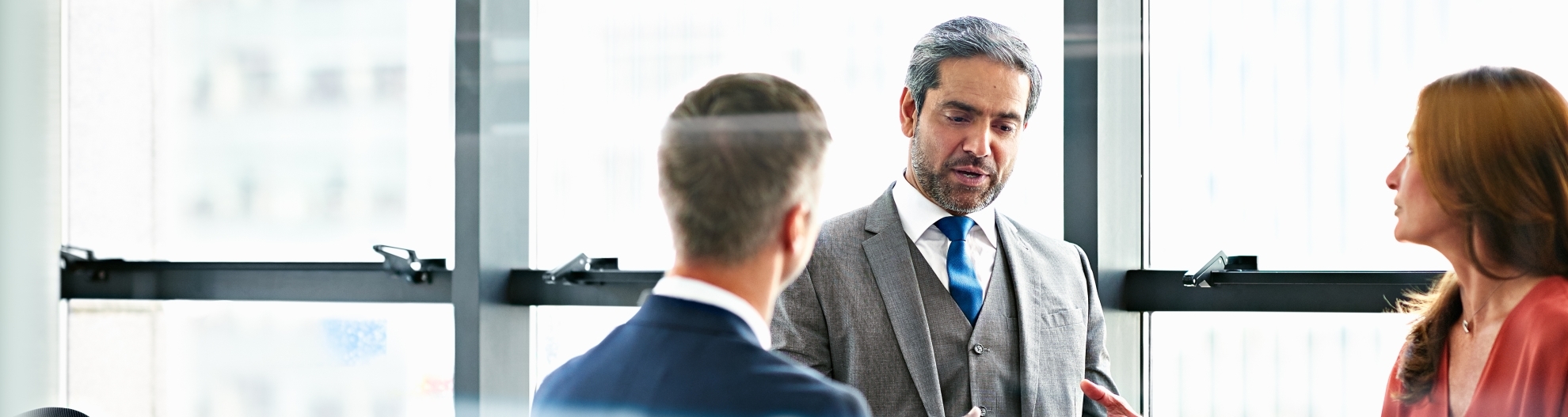 Business people discussing plans in modern office